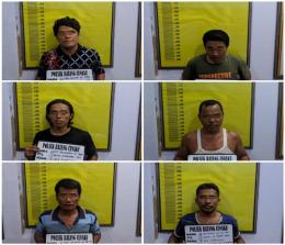 Enam pelaku judi diamankan ke Mapolsek Batang Cenaku.(foto: andri/halloriau.com)
