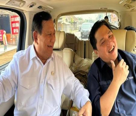Prabowo Subianto dan Menteri BUMN, Erick Thohir.(foto: int)