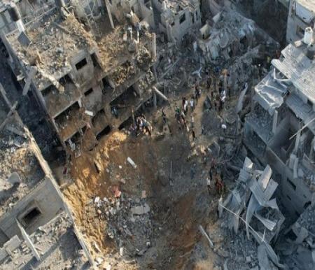 Palestina hancur lebur diserang penjajah Zionis Israel.(foto: int)