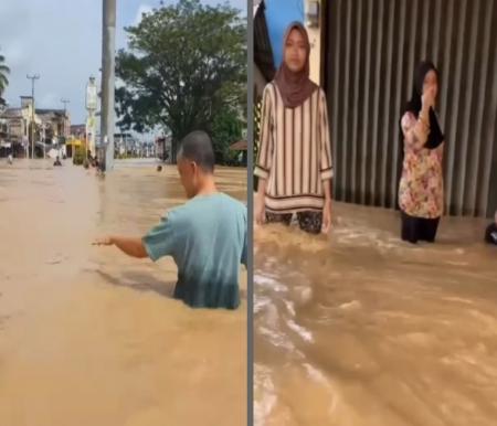Banjir di Desa Babussalam, Rohul (foto/instagram)