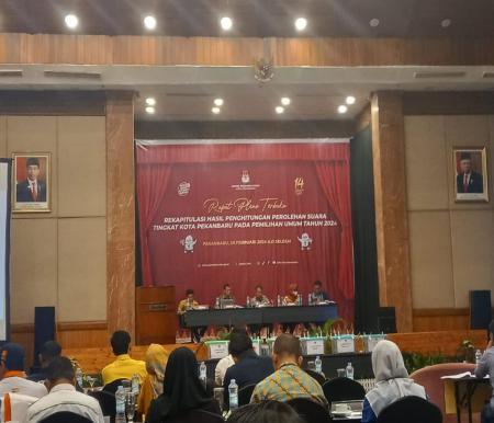 Rapat pleno rekapitulasi suara tingkat Kota Pekanbaru, Rabu (28/2/2024) (foto:rinai/halloriau) 