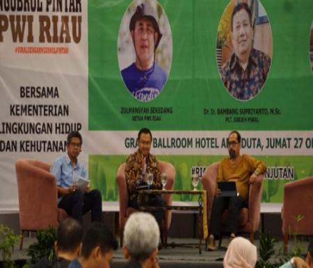Kegiatan Ngobrol Pintar PWI Riau dan KLHK membahas Perhutanan Sosial di Riau.(foto: istimewa)