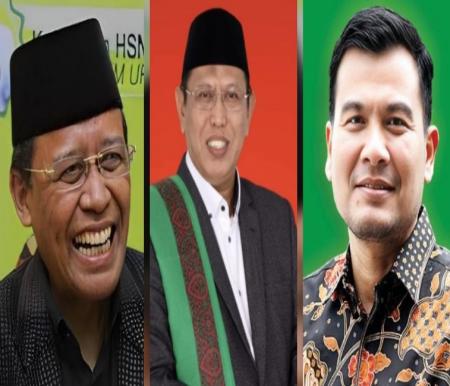 KH Muhammad Mursyid (tengah) raih suara terbanyak sementara calon DPD RI Dapil Riau (foto/int)
