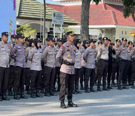 Gelar Pasukan Pengamanan Porwil XI Sumatera yang berlangsung di Jalan Gajahmada, Pekanbaru (foto/int)