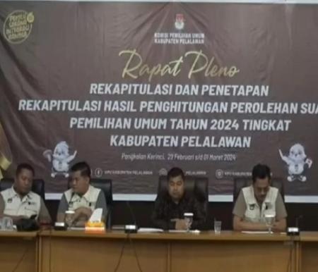Pleno KPU tingkat Kabupaten Pelalawan selesai, kursi DPRD Pelalawan didominasi PDI-P (foto/andy)