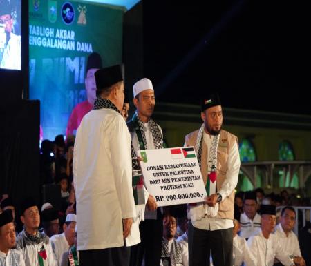 Aksi penggalangan dana untuk Palestina bersama UAS di Masjid Raya An-Nur Pekanbaru (foto/ist)
