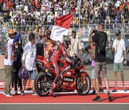 Francesco Bagnaia saat juarai MotoGP Mandalika 2023 lalu.(foto: int)