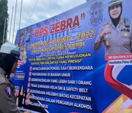 Spanduk sosialisasi Operasi Zebra Lancang Kuning 2022 yang dipasang Satlantas Polres Dumai.(foto: bambang/halloriau.com)