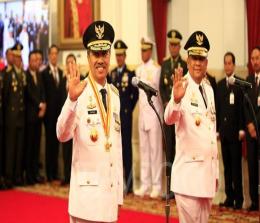 Gubernur Riau, Syamsuar dan Wakil Gubernur Riau, Edy Natar Nasution.(foto: int)