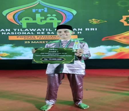 Gusnanda, qori asal Kepulauan Meranti raih juara kedua MTQ RRI tingkat nasional ke 54 di Yogyakarta. 