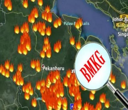 Sebaran titik panas dan titik api di Riau.(ilustrasi/int)