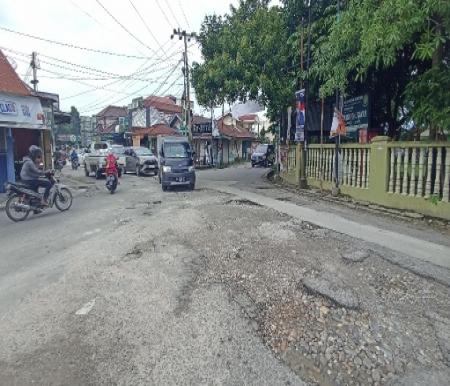 Kondisi ruas jalan rusak di Jalan Dahlia, Kecamatan Sukajadi semakin parah (foto/int)
