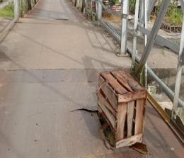 Kondisi Jembatan Gantung Sawah-Seberang Taluk akan diperbaiki Dinas PUPR Kuansing.(foto: ultra/halloriau.com)