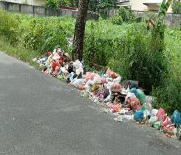 Tumpukan sampah di salah satu ruas jalan Kota Pekanbaru.