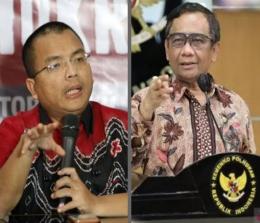 Menkopolhukam Mahfud MD (kanan) menilai informasi Denny Indrayana bisa dianggap membocorkan rahasia negara (foto/int)
