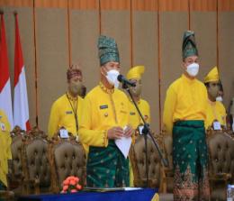 Walikota dan Wakil Walikota Pekanbaru memaparkan capaian selama memimpin Kota Pekanbaru.