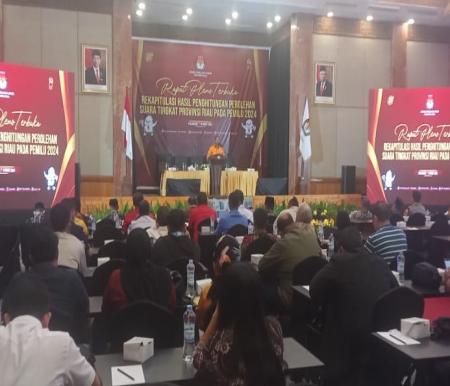 Rapat pleno rekapitulasi suara Pemilu tingkat provinsi Riau (foto:Rinai/halloriau)