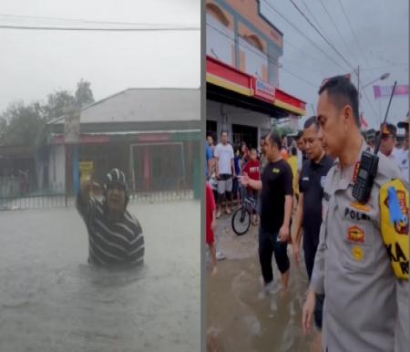Pj Wako bersama Kapolresta Pekanbaru, Jefri meninjau banjir di Jalan Kayu Mas (foto/Instagram)