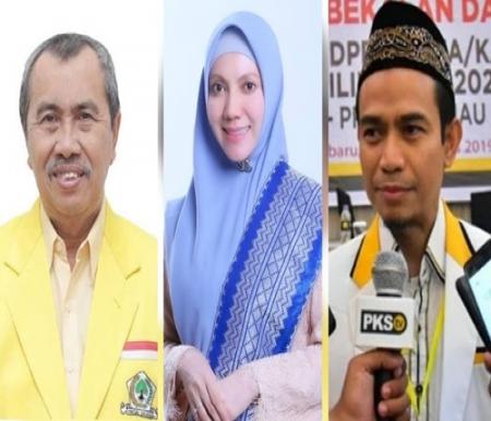 Peraih suara terbanyak DPR RI Dapil Riau 1 sementara Syamsuar dari Golkar (kiri), Sulastri Demokrat, dan Hendry Munif dari PKS (foto/int)
