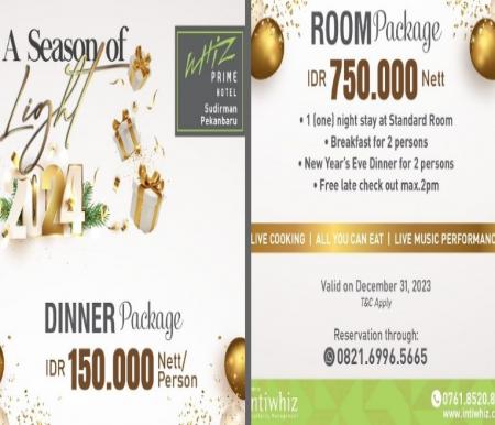 Whiz Prime Hotel Pekanbaru tawarkan promo spesial dinner malam Tahun Baru (foto/ist)