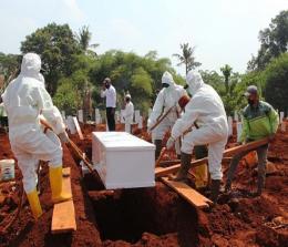 ILUSTRASI pemakaman korban Covid-19. (Foto: Dery Ridwansah/JawaPos.com)