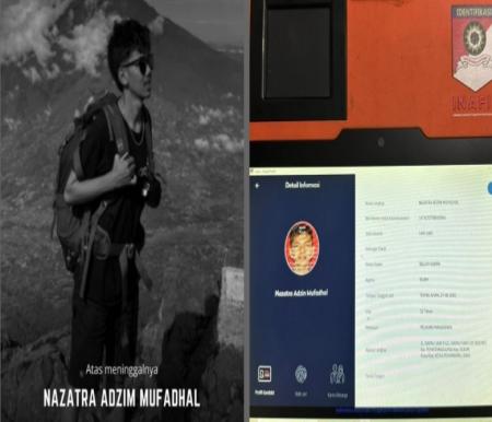 Nazatra Adzin Mufadhal (22) mahasiswa Fakultas Hukum UIR jadi korban erupsi Gunung Marapi Sumbar (foto/int)