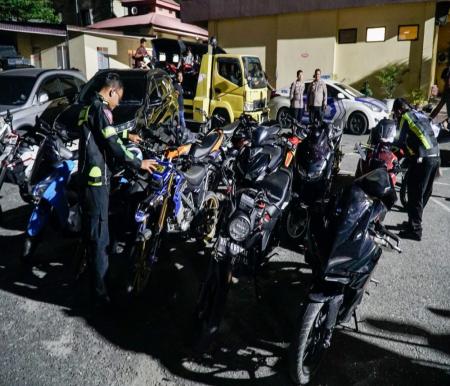 Puluhan motor diamankan Satlantas Polresta Pekanbaru.(foto: mcr)